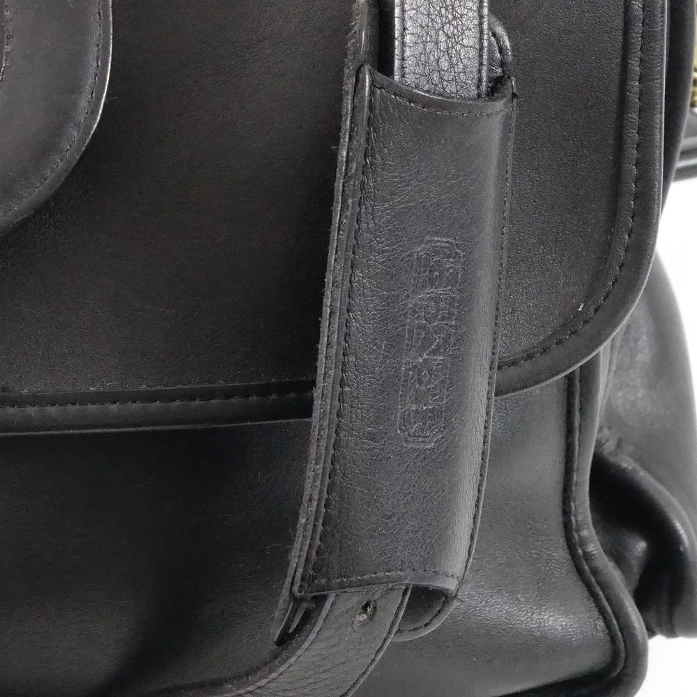 Vintage Coach Bag, Harrison Briefcase, Black Leather Messenger,‎ Laptop Bag